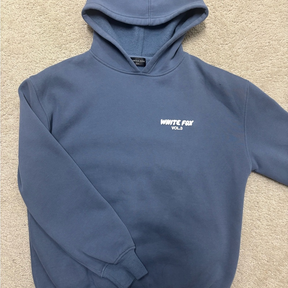 blue white fox hoodie